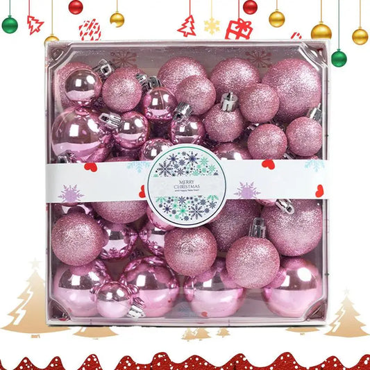 44Pcs/Set 7 Colors Christmas Glitter Ball Christmas Tree Ball Decorations Party Home Garden Christmas Tree Decoration 3/4/5cm