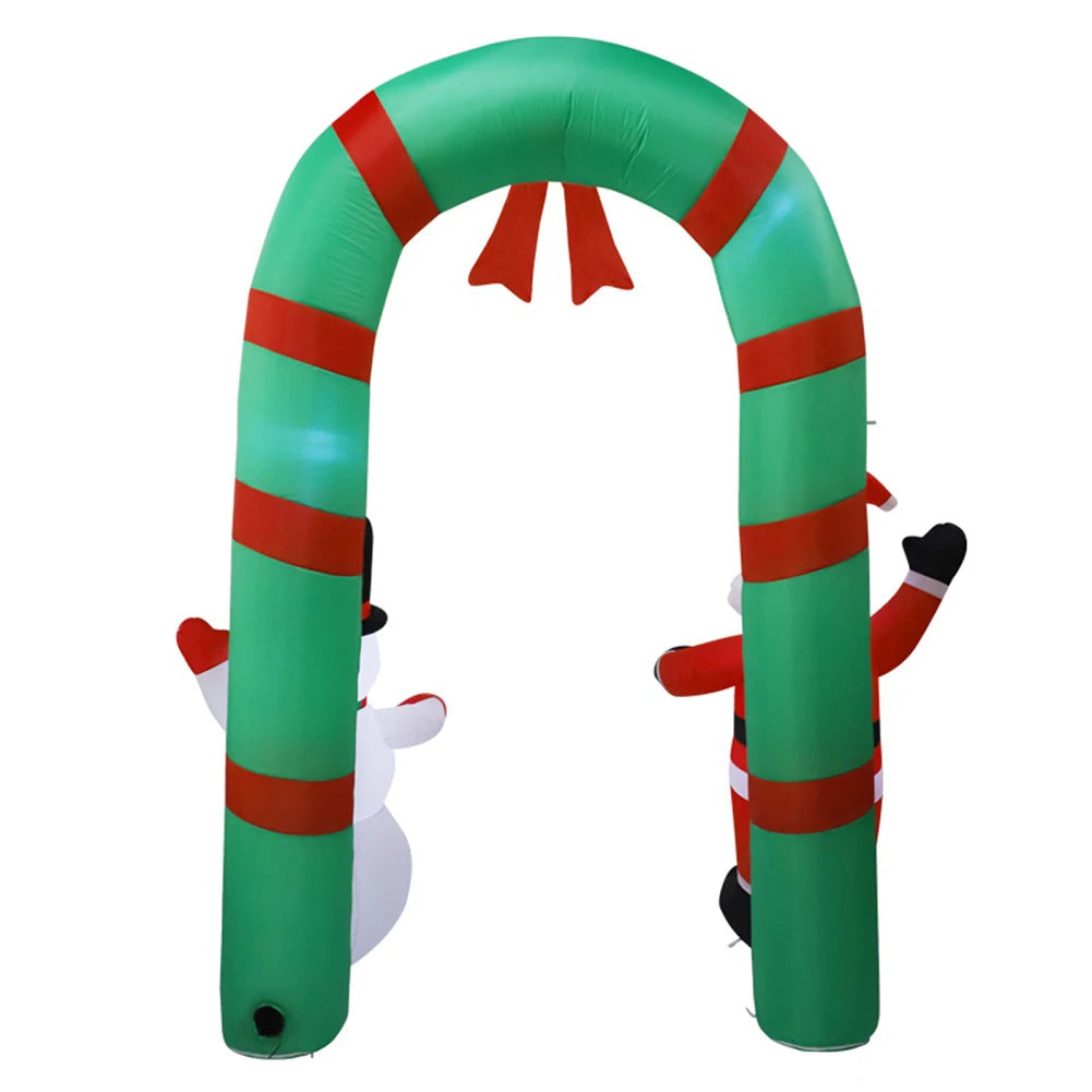 8FT Inflatable Lighted Christmas Archway & LED Light Santa & Snowman Arch Gate Decoration Indoor and Outdoor Holiday Decorations