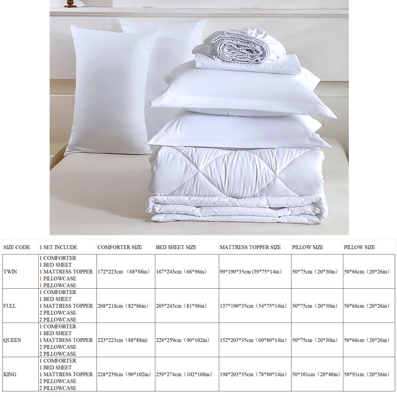 Bedding Set Reversible Solid Comforter All Seasons Double Brushed Microfiber 7 Piece Queen Cover Combo 5 Piece Twin Duvet