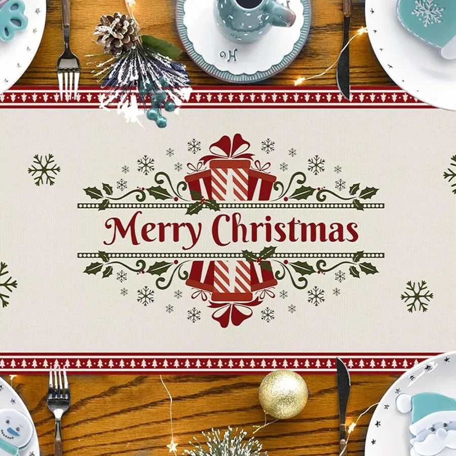 Christmas Reindeer Sleigh Table Runner 13x72 Ih Santa Claus Sleigh Xmas Trees Seasol Winter Kitchen Dinning Table Decoration fo