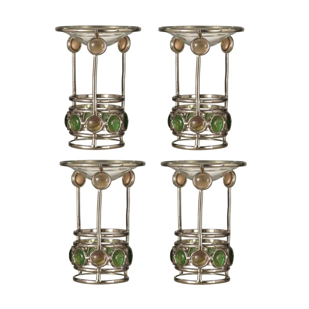 Contemporary 4 Piece Votive Candle Holders Set Metal Frame Decorative Accents Indoor Use Unique Design