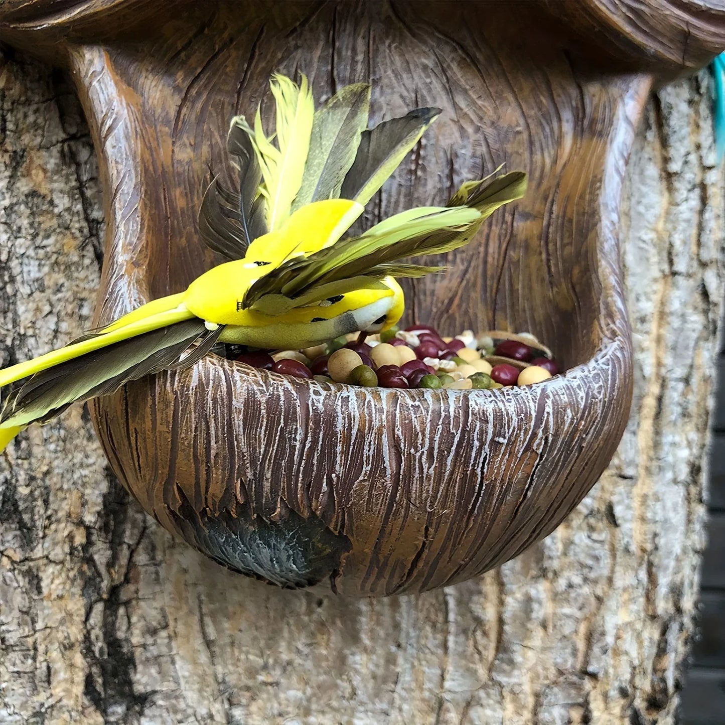 Tree Face Bird feeder, Bird Feeder Tree Face Decor Outdoor, Fun Old Man with Glowing Eyes in Dark, Tree Hugger Wild Birdfeeder S