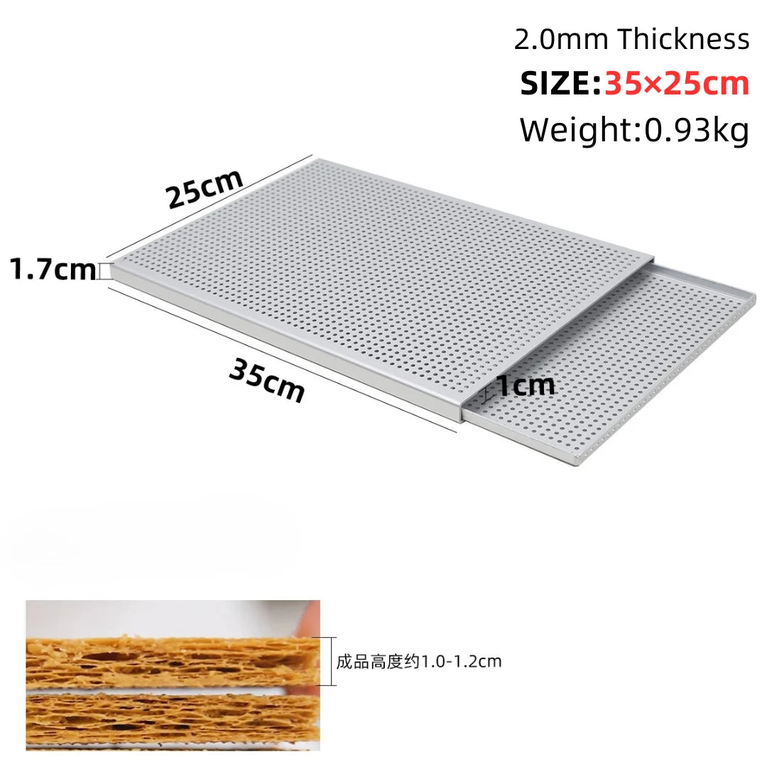 Puff Pastry Baking Tray Mille Feuille Rectangular Pastry molds Baking Pan Perforated Baking Pan Dish Oven Tray Bread With Hole