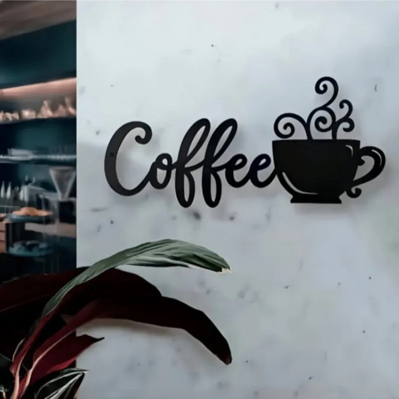 1pcs Coffee Cup style Metal Wall Art Coffee Wall Sculpture Sign Wall Decor for Kitchen Restaurant Shop Decors Accessories