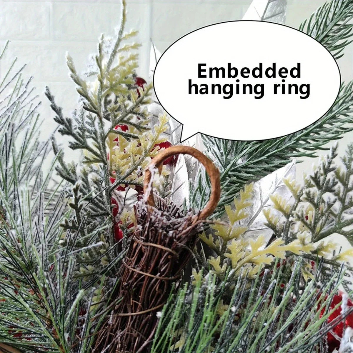 3Pcs Artificial Christmas Teardrop Swags Christmas Wreath with Christmas Balls&Bow Large Garland Swag Ornament for Door Stairs