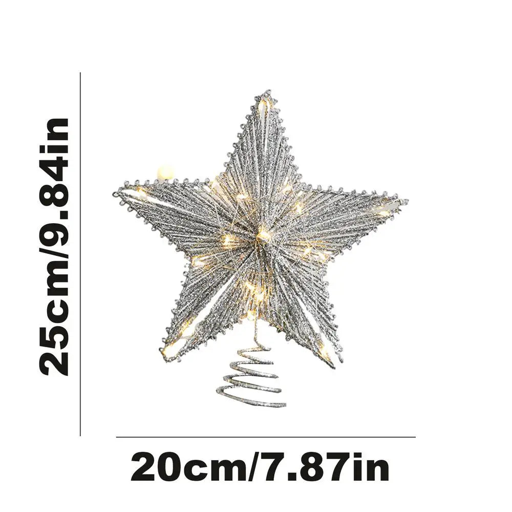 Iron Glitter Powder Christmas Tree Ornaments Top Stars Christmas Decorations For Home Xmas Trees Durable Tree Topper