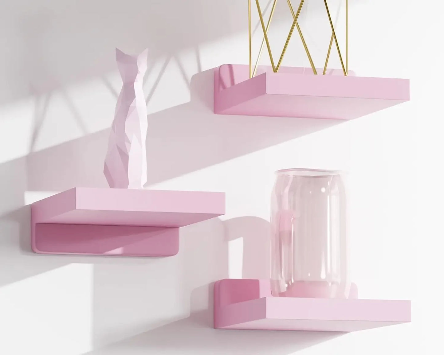 Small Floating Shelves Mini Shelves Hanging Display 5 Inch Wall Shelf for Bathroom Livingroom Bedroom,3 Pack, with 2 Types of In