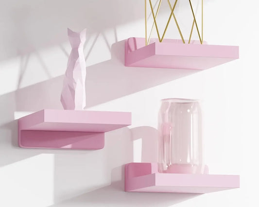 Small Floating Shelves Mini Shelves Hanging Display 5 Inch Wall Shelf for Bathroom Livingroom Bedroom,3 Pack, with 2 Types of In