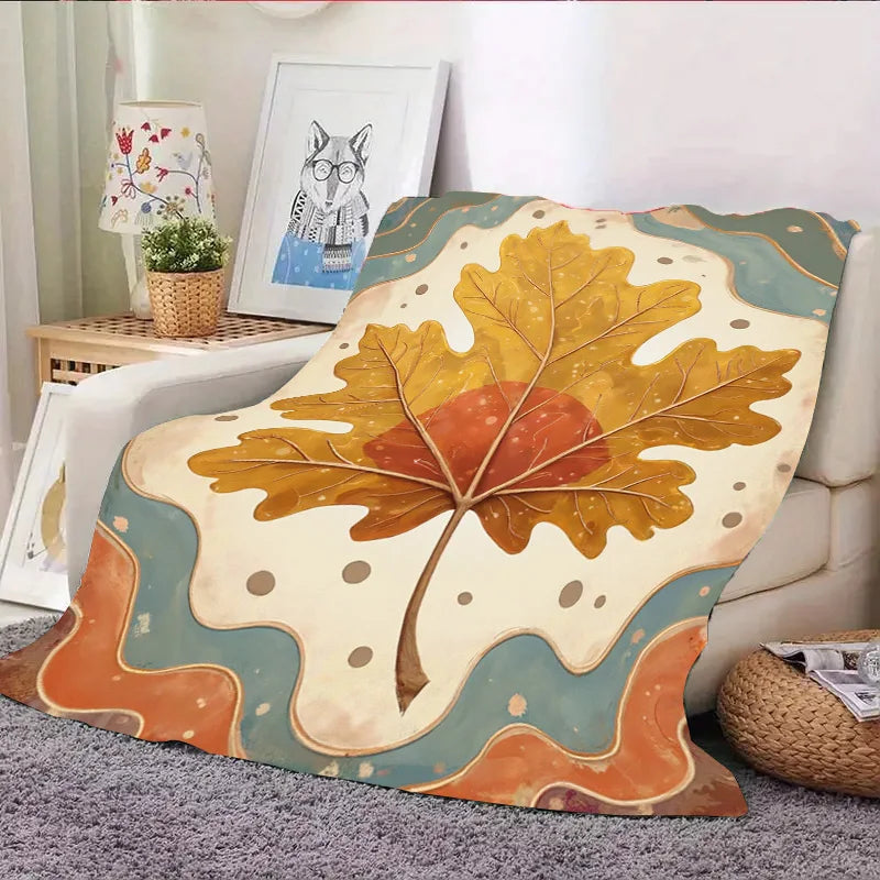 Flannel Blanket-Soft Lightweight All-season Autumn Leaves Soft Baby Blanket Cozy Newborn Throw For Kids Bedding