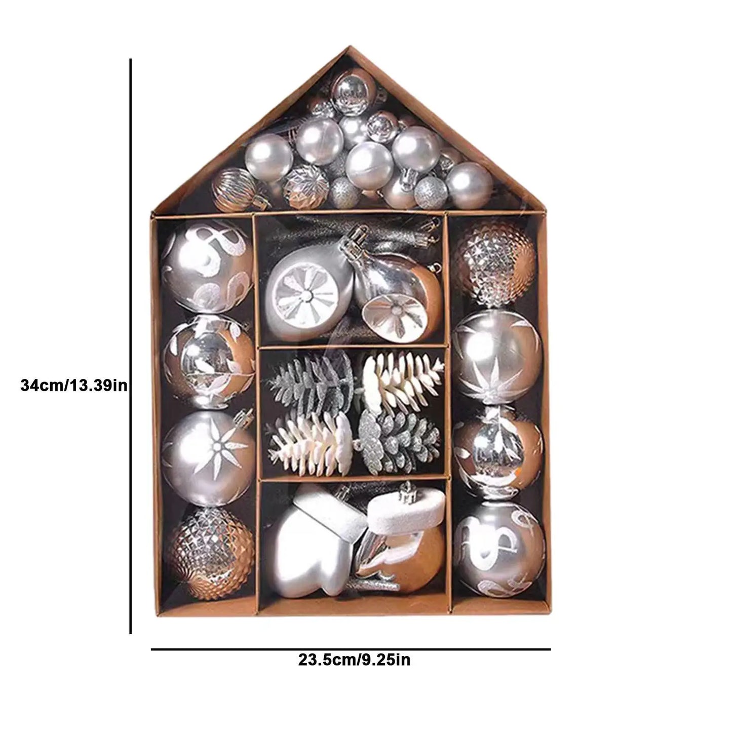 Christmas Tree Balls Hanging 25pcs Christmas Ball Ornaments Glittering Christmas Baubles PVC White Gold Ball Decorations Set