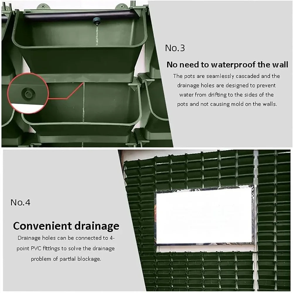 Vertical Wall Planter - Stacking Planters for Outdoor Plants, Self-Watering Wall-Mounted Planter for Indoor/Outdoor Use