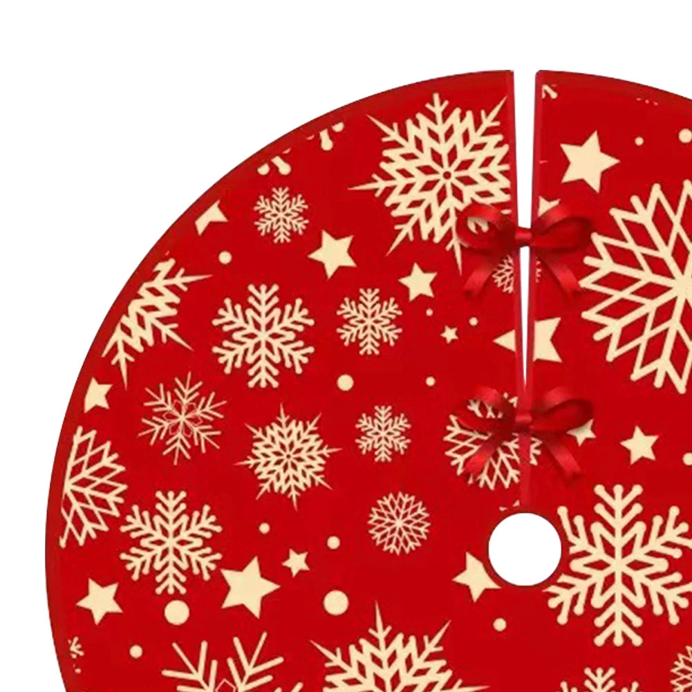 35.4inch Xmas Tree Bottom Decor Mat Snowflake Pattern Mat Round Pad Printed Christmas Tree Decoration Indoor Outdoor Decor