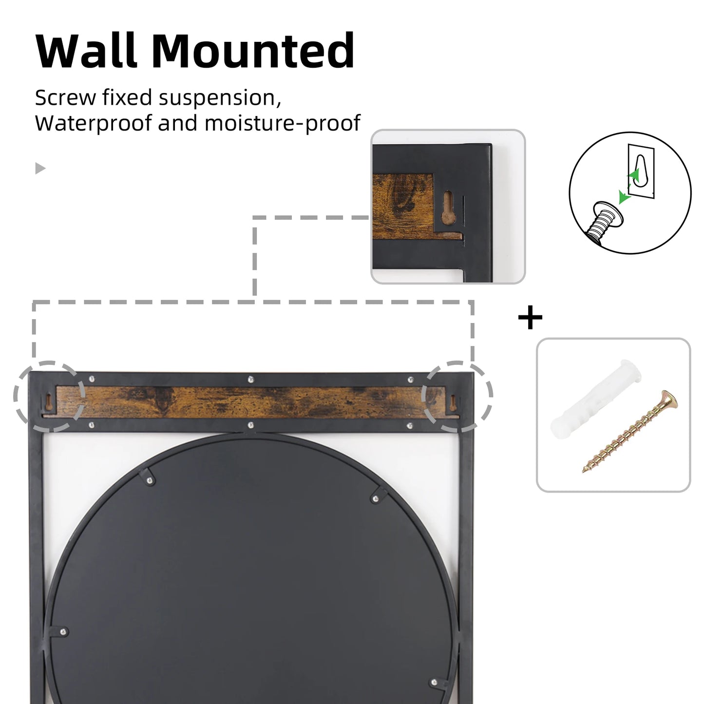 Rectangle Metal Wood Frame Wall Mirror for Bathroom Living Room Decorative Mirror Entryway Accent Mirror