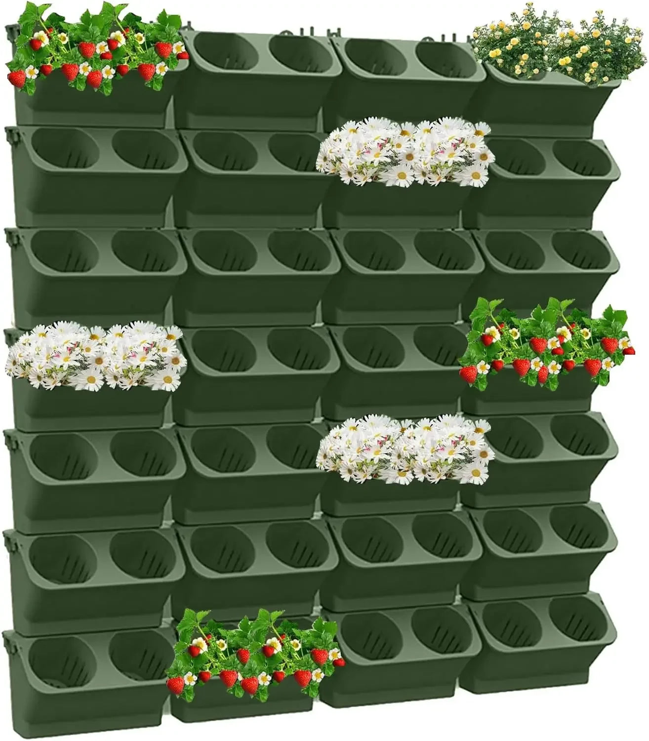 Vertical Wall Planter - Stacking Planters for Outdoor Plants, Self-Watering Wall-Mounted Planter for Indoor/Outdoor Use