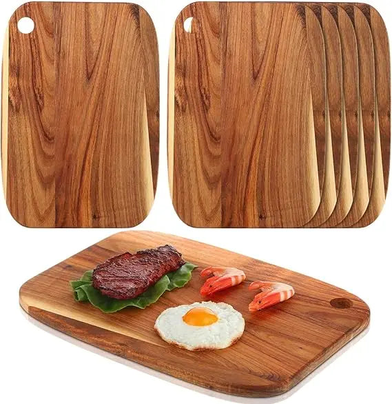 Roshtia 6 Pieces Acacia Wood Cutting Board 14 x 10 Kitchen Wooden Chopping Board Reversible Charcuterie Serving Tray Butcher Blo