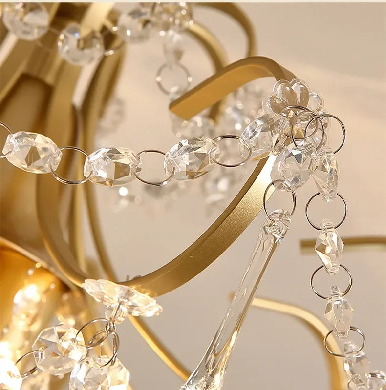 Luxury Crystal Led Chandelier Golden Living Room Aisle Crystal Chandeliers Modern Crystal Pendant Led Lustre Chandelier Lighting