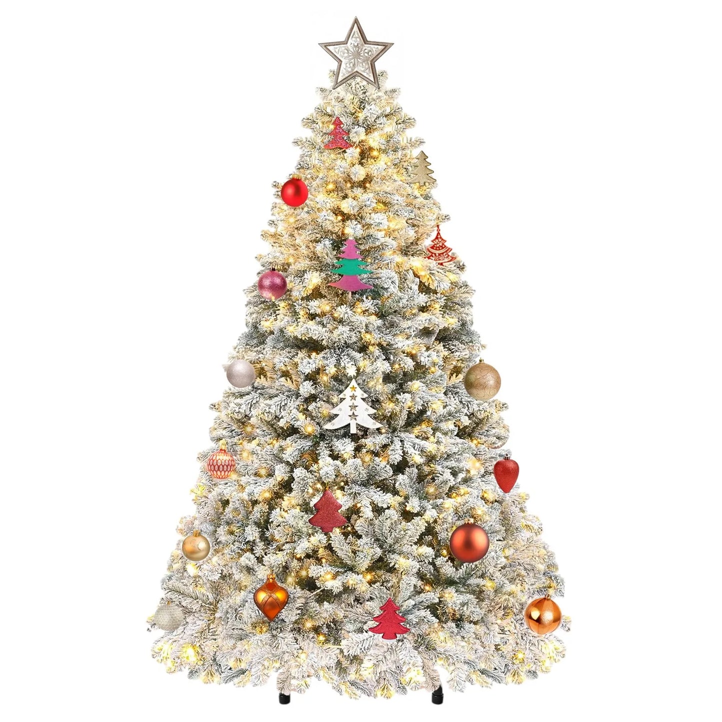 6ft Prelit Snow Flocked Artificial Full Christmas Tree with Remote Control