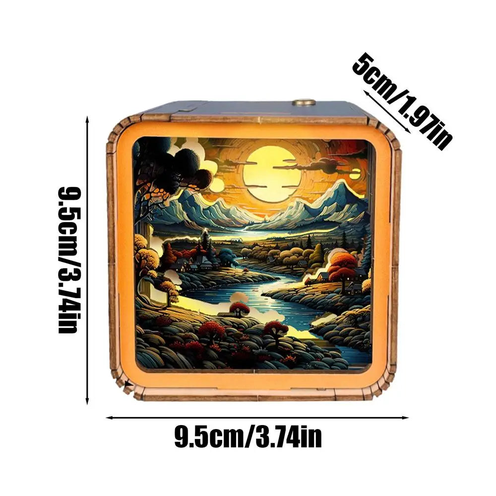 LED Light Wooden Puzzle Wireless Wooden Puzzles 3D LED Night Light 3D Nightlight Wooden Puzzle Toy Home Desk Decor for Kids