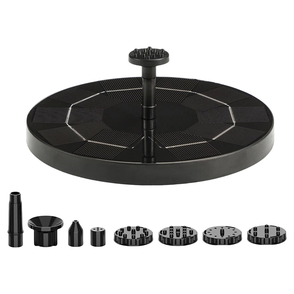 Solar Fountain with 8 Nozzles Floating Solar Fountain Flower Bird Bath Fountain for Outdoor Garden Pond Pool