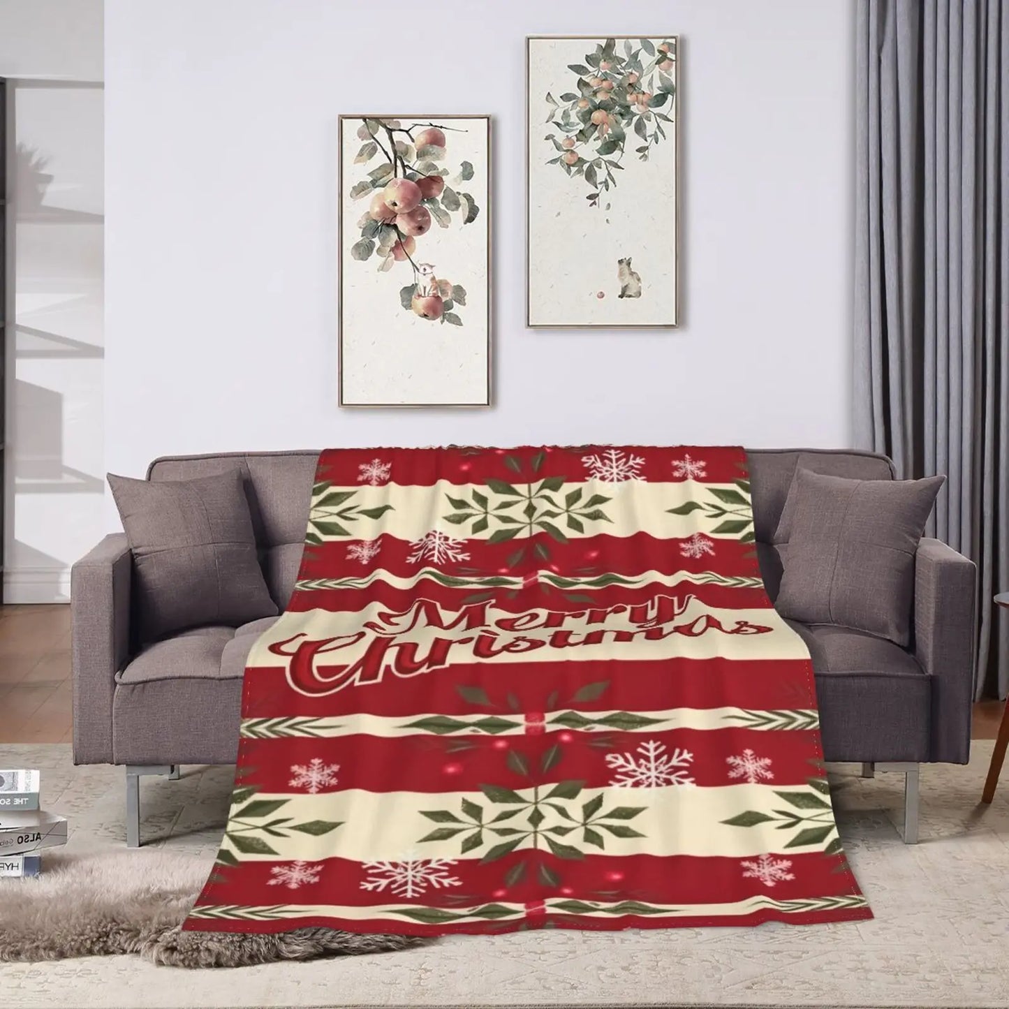 1pc Throw Merry Christmas  Flannel Blanket for Couch Bed Sofa Xmas Winter Soft Comfy Warm blankets for Christmas Gift