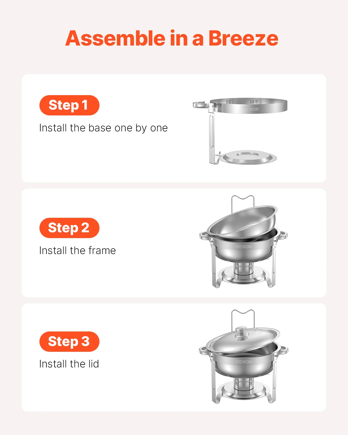 SucceBuy 2Pack 5QT Chafing Dish Buffet Set Stainless Steel Chafer w/ 2 Full Size Pans Round Catering Warmer Server Lid Water Pan