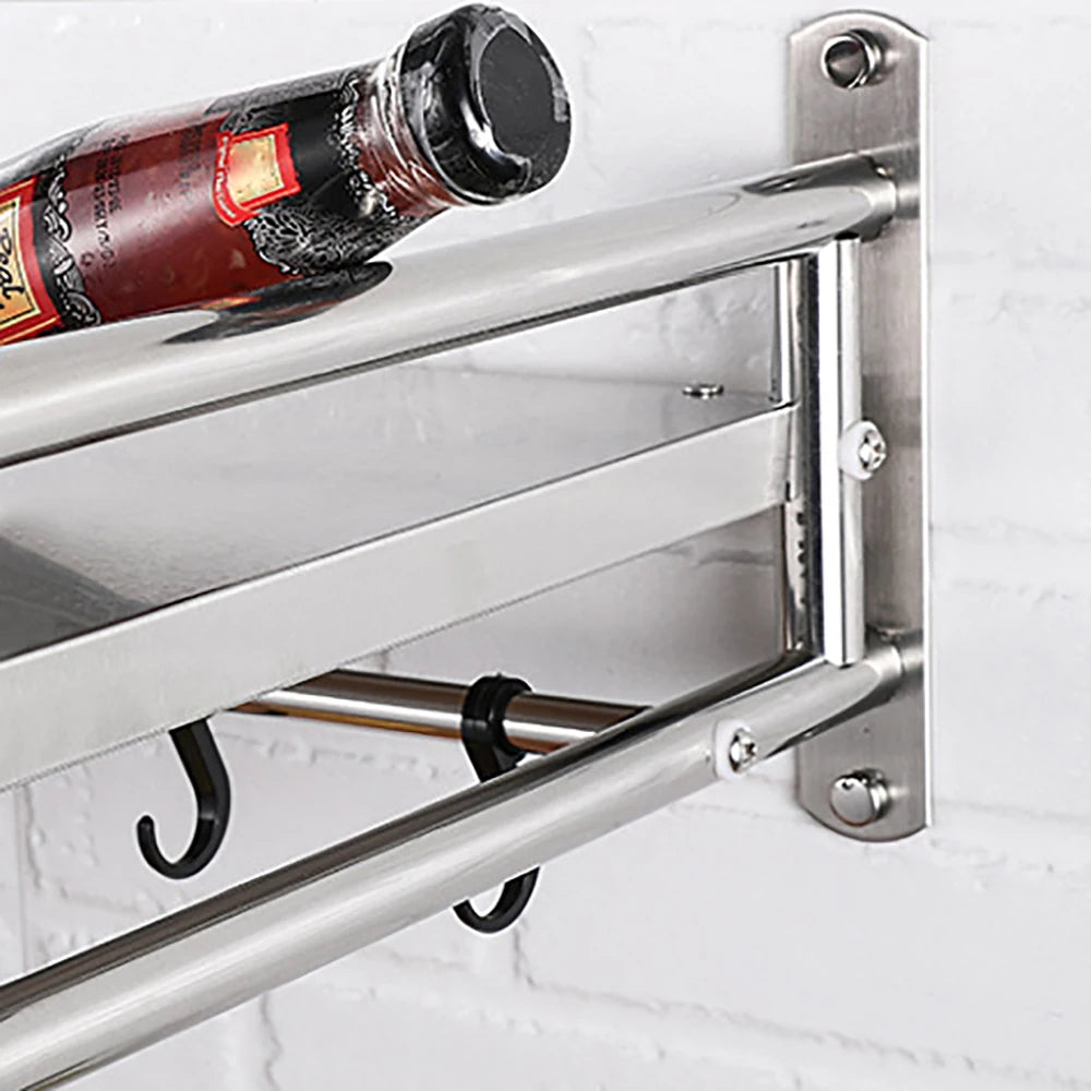 Wall-Mounted Microwave Oven Rack, Stainless Steel Shelf with 66.14 lbs Capacity, Space-Saving Kitchen Organizer