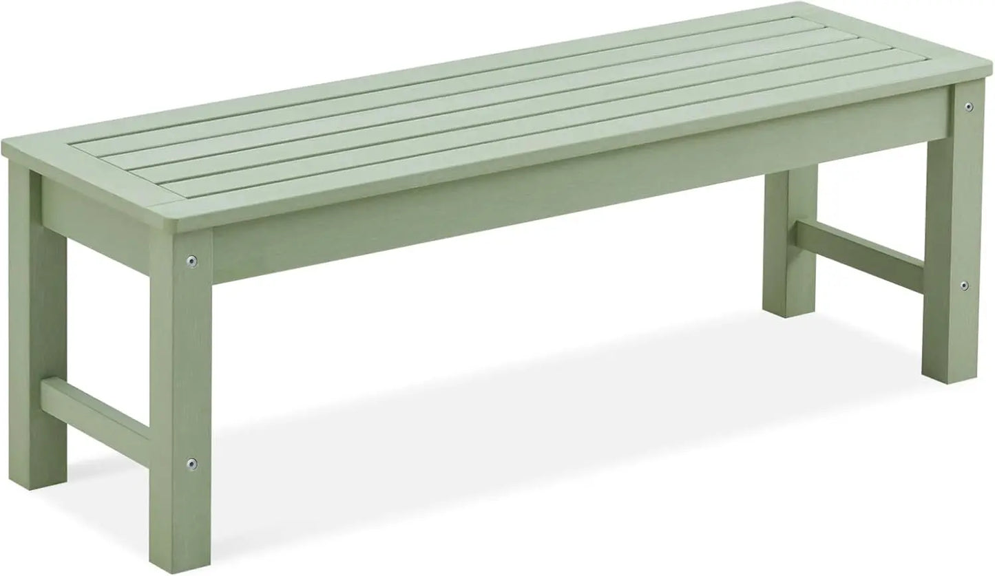 Outdoor Bench, Two Person Poly Lumber Porch Bench, Weatherproof Garden Bench That Never Rot and Fade