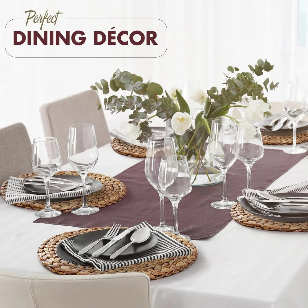 (Sizes:11.8"-13.5''-15")  Round Woven Placemats, 13.5'' Natural Wicker Straw Mats (Pack of 10), Hand-Braided Non-Slip & Heat Res