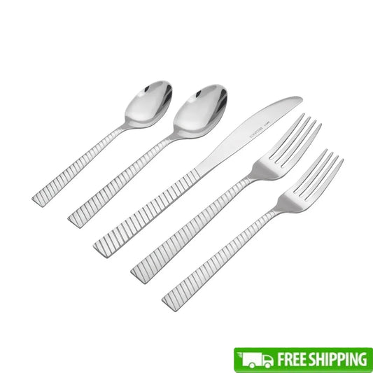 20 Piece Stainless Steel Flatware Set Service 4 Ergonomic Handles Dishwasher Safe Ideal Home Dining Camping Outdoors