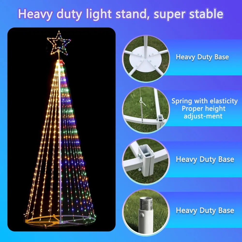 12FT Outdoor Lighting Christmas Tree 650 LED Light Show Christmas Tree with 8 Modes Timer Remote,Tall Star Topped Artificial