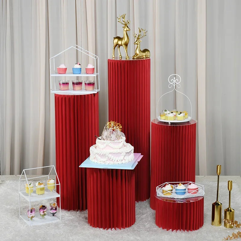 Wedding Props Ornament Cylinder Dessert Table Folding Honeycomb Origami Window Origami Display Stand Birthday Party Decoration