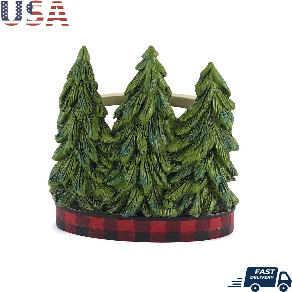 Holiday Snowmen Gathering Toothbrush Holder Resin Bathroom Decor Handpainted Winter Scene Pine Trees Plaid Trim Easy Care