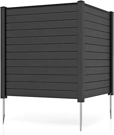 air conditioner fence 2 panels - 48''w x 48''h outdoor privacy screen with upgraded metal stakes, pvc trash can enclosure, deco