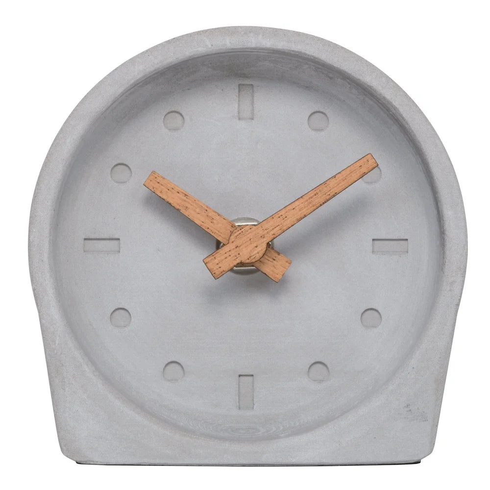 4-Inch Quartz Battery Tabletop Clock Open Faced Dial Cement Analog Indoor Home Office Modern Design Minimalist Timepiece