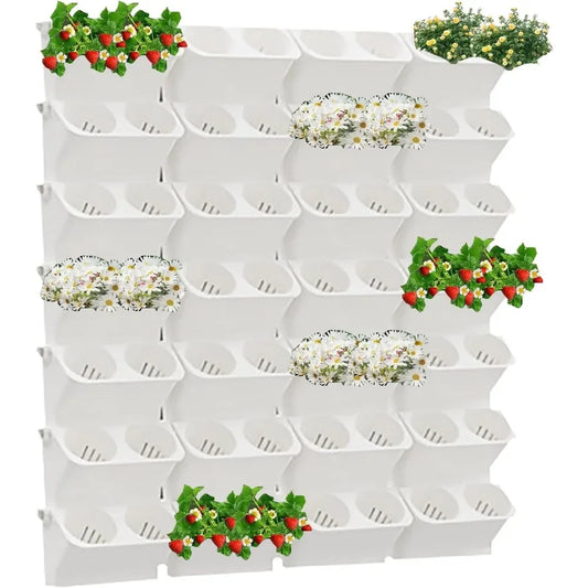 Vertical Wall Planter - Stacking Planters for Outdoor Plants, Self-Watering Wall-Mounted Planter for Indoor/Outdoor Use