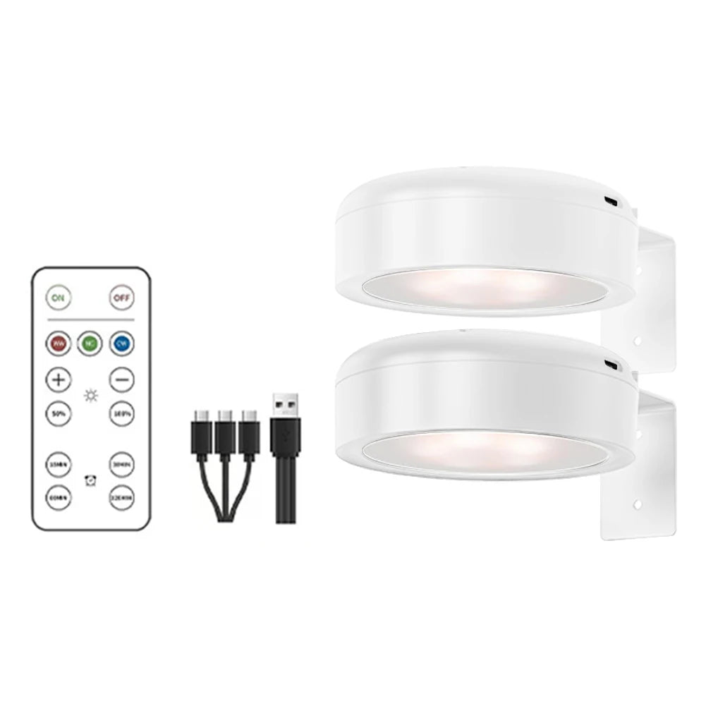 LED Wall Sconces Light Touch Control Remote 3 Colors & RGB LED Spotlight Wall Lights Wireless Picture Light Recharge Night Light