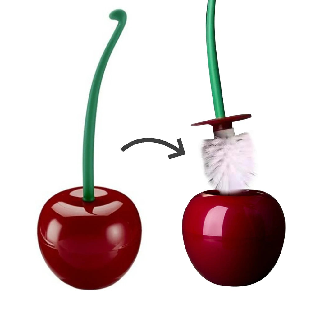 Cherry Shape Toilet Brush Long Handle Toilet Cleaning Brush Replaceable Nylon Soft Bristle Brush Bathroom Toilet Cleaning Tool
