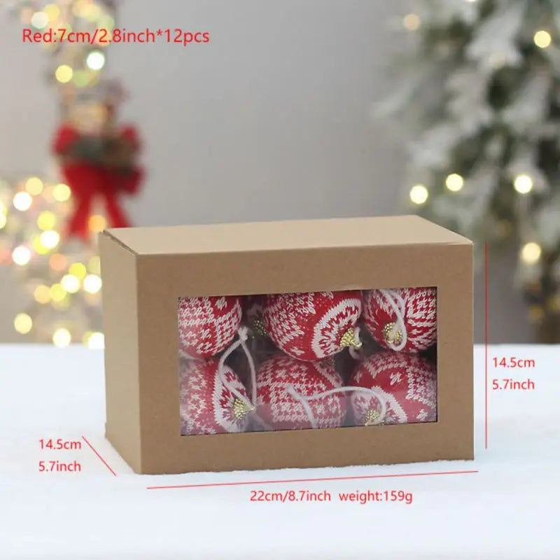 Hand Painted Christmas Ball Set Ornaments, 2.4 Inch Shatterproof Woven Fabric Ball Set for Xmas Tree Decor, Home Festival Decor