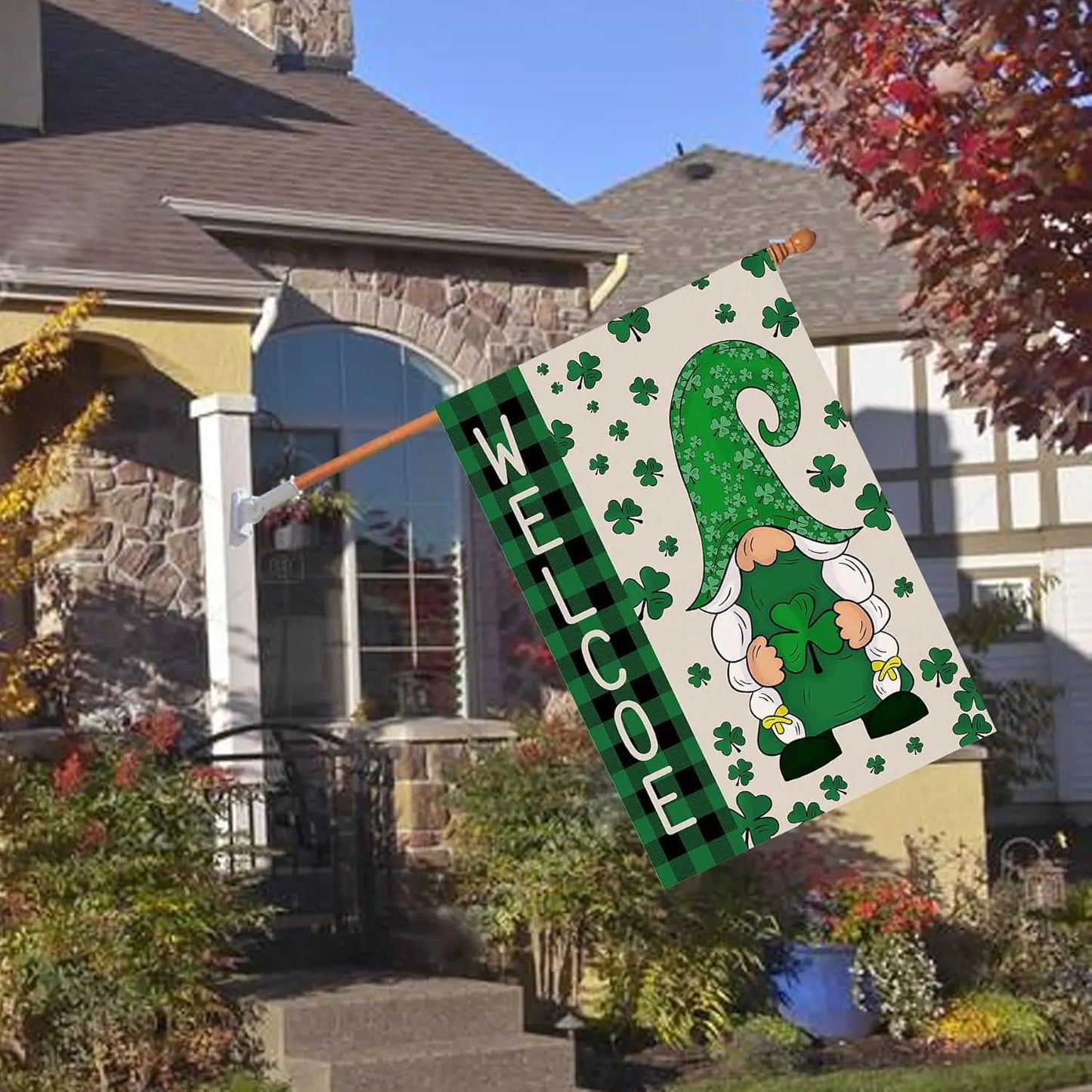 St Patrick's Day Flag,Shamrock Banner St Patricks Flag 28 x 40 Inch House Flag for Garden and Home Decorations