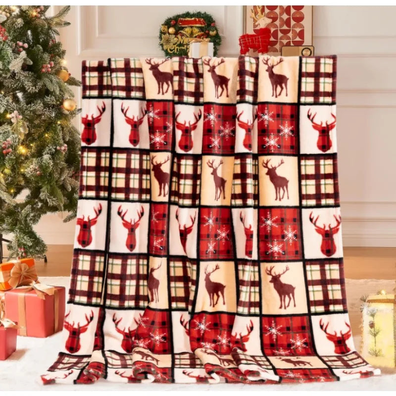 Christmas Blanket, Buffalo Plaid Christmas Throw Blanket for Sofa or Bed, Flannel Lap Blanket for Kids, Adults, Wife, Yourself