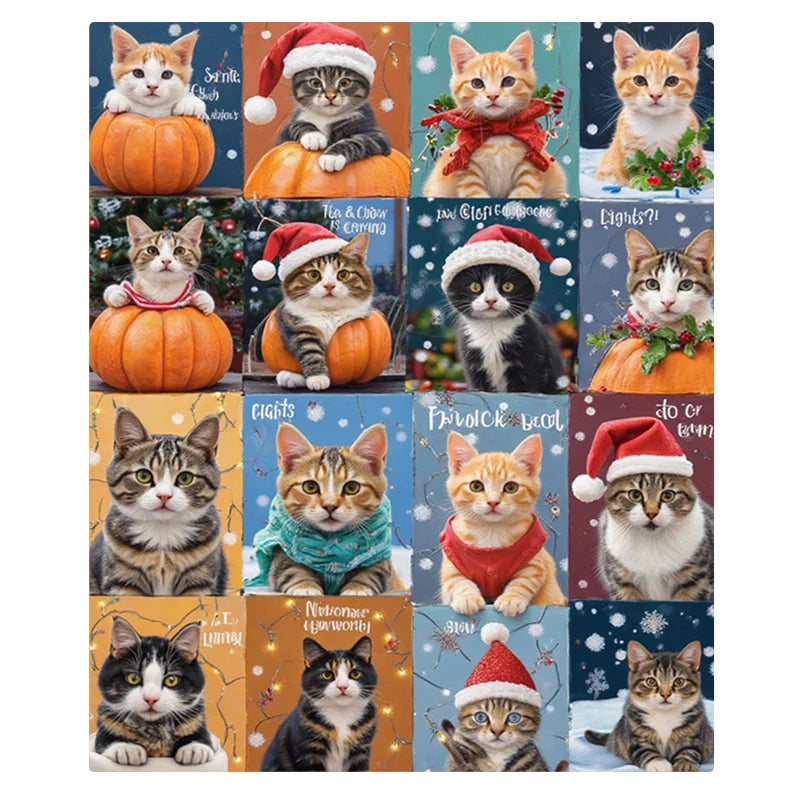 Flannel Blanket-Soft Lightweight All-season Cute Cats in Christmas Hats Soft Baby Blanket for Cozy Nights