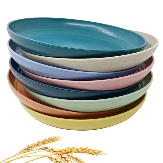 Wheat Straw Plates Lightweight Unbreakable Dinner Dishes Plates Set Dishwasher & Microwave Safe (Extra Large 8 Pa 10')