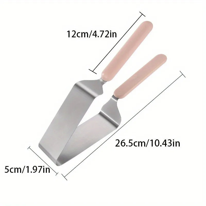 Stainless Steel Cake Lifter Set - Triangle Slicing Server, Layer Separator, and Transfer Tool for Even Portions, Non-Scratch (3-
