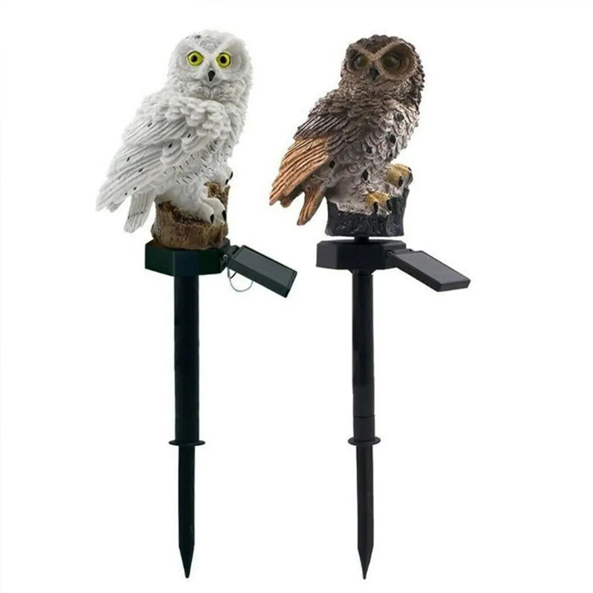 2 Packs Outdoor LED Owl Lawn Lamps Solar Garden Stake Light Plug-in Courtyard Ground Solar Energy Decoration