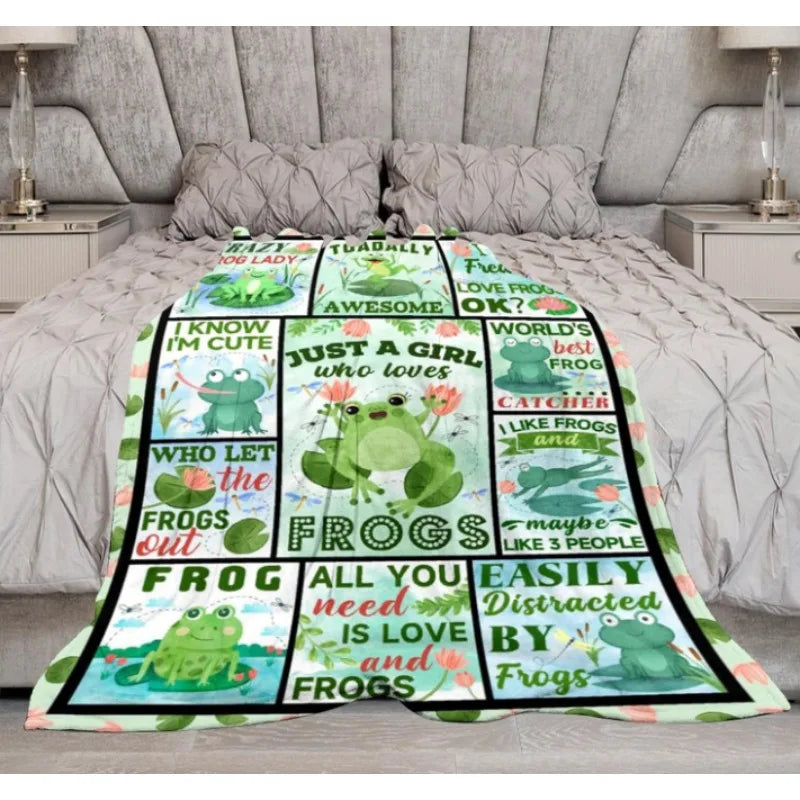 Fun frog theme blanket for frog lovers, adults, ladies and girls, Christmas birthday gifts, decorative blankets