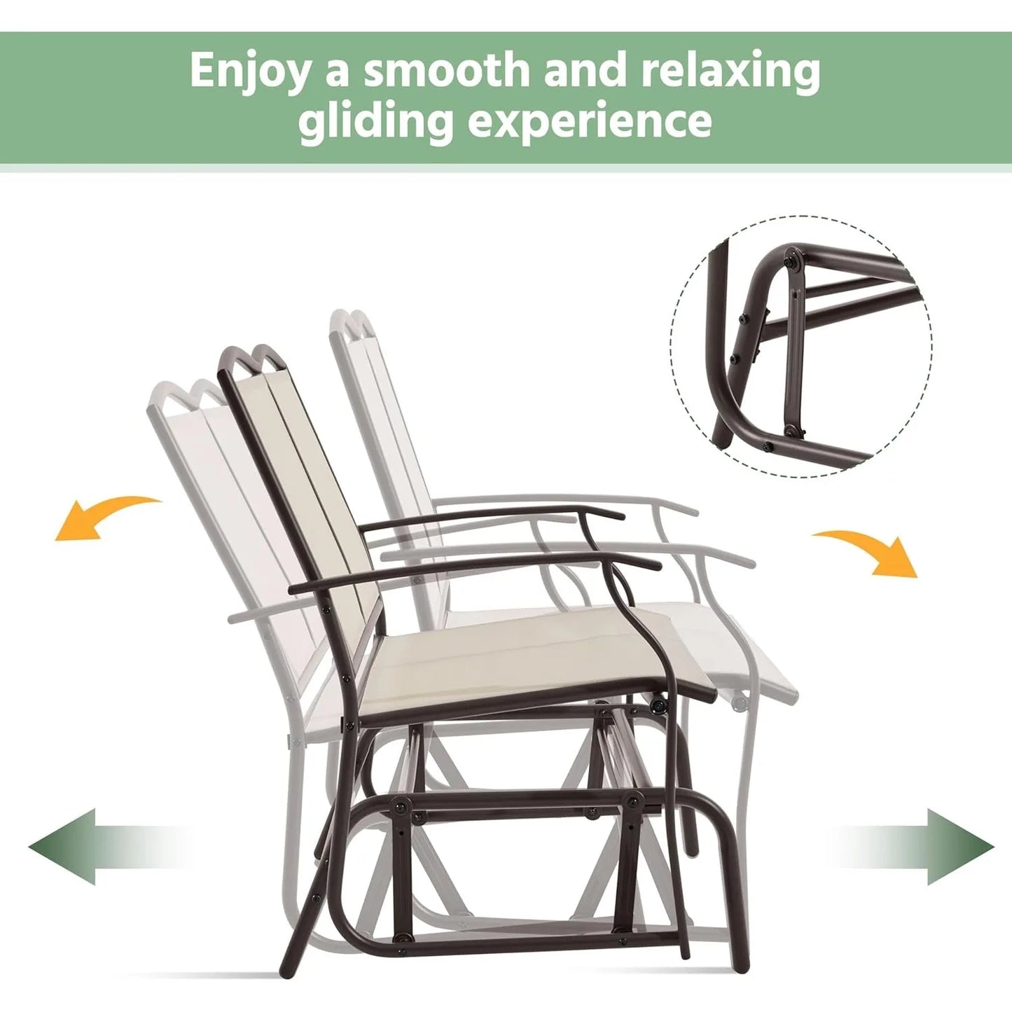2-Person Patio Glider Bench – All-Weather Rocking Loveseat for Backyard