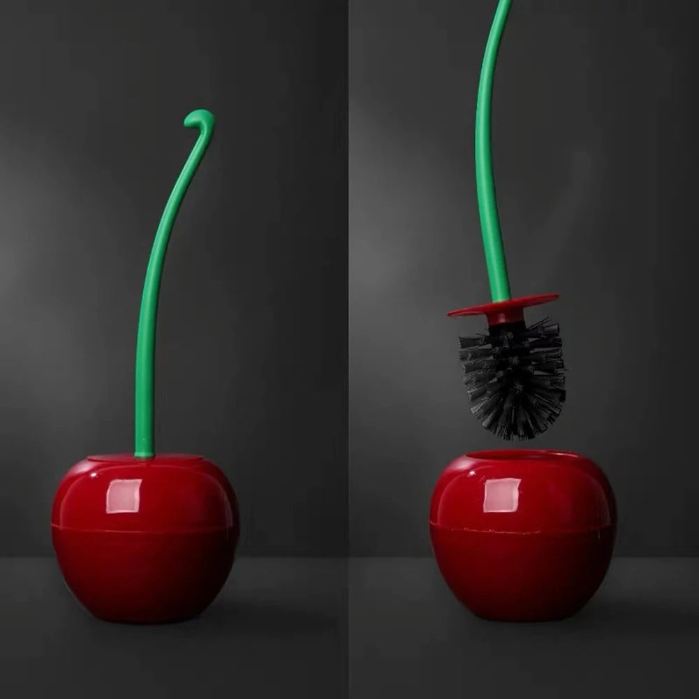 Cherry Shape Toilet Brush Long Handle Toilet Cleaning Brush Replaceable Nylon Soft Bristle Brush Bathroom Toilet Cleaning Tool