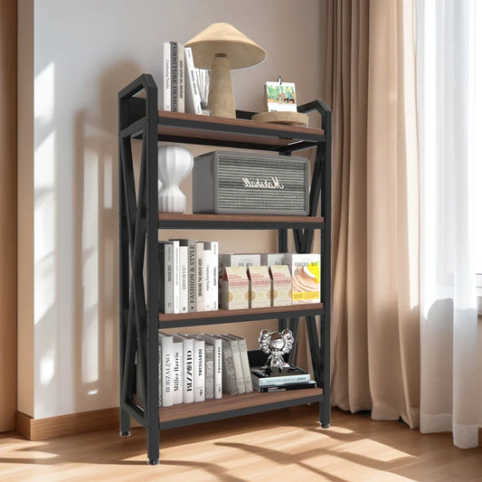 55 inch toaster rack storage rack with 4 layers of metal and wooden kitchen shelves, used for garage, pantry, 27 inch long