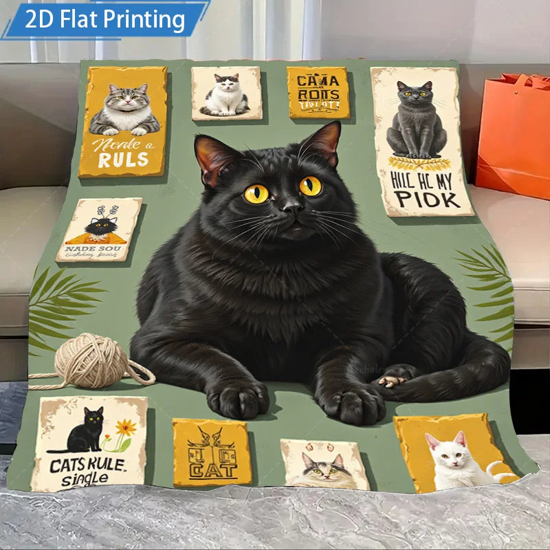 1pc Flannel Blanket Christmas Animal Print Fleece Blanket, Cozy Winter Bedding for Home Decor