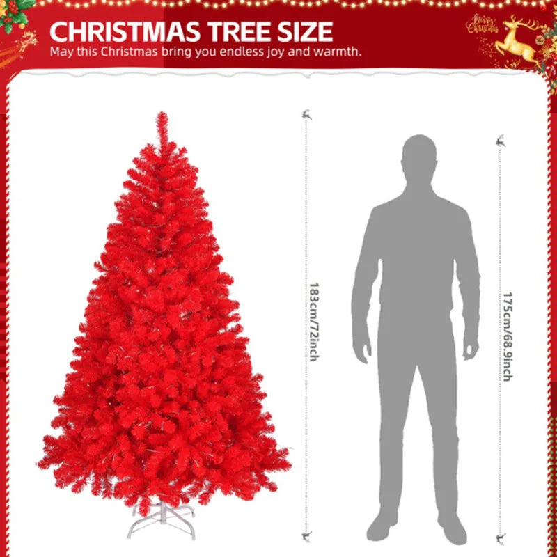 Artificial Red Christmas Tree  Spruce Tree Shape  Festive Atmosphere  Indoor And Outdoor Decoration  Easy To Install